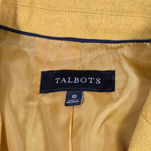 Talbots Blazer Womens 10 Yellow Gold Wool Blend Preppy Academia Career Jacket - Picture 3 of 11